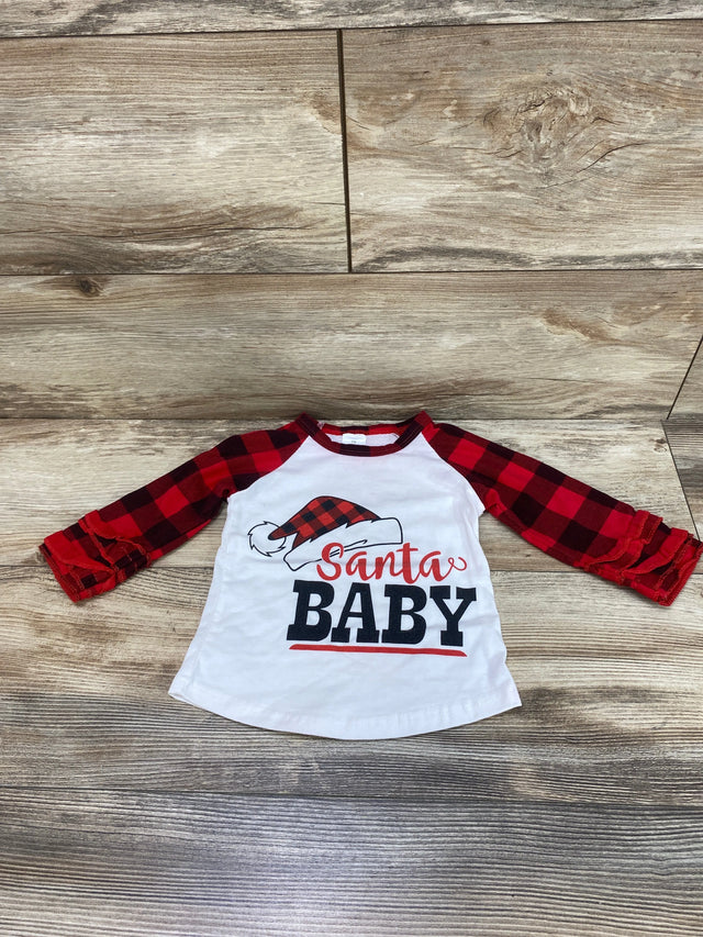 Santa Baby Buffalo Check Shirt Red/White sz 6m - Me n Mommy To Be