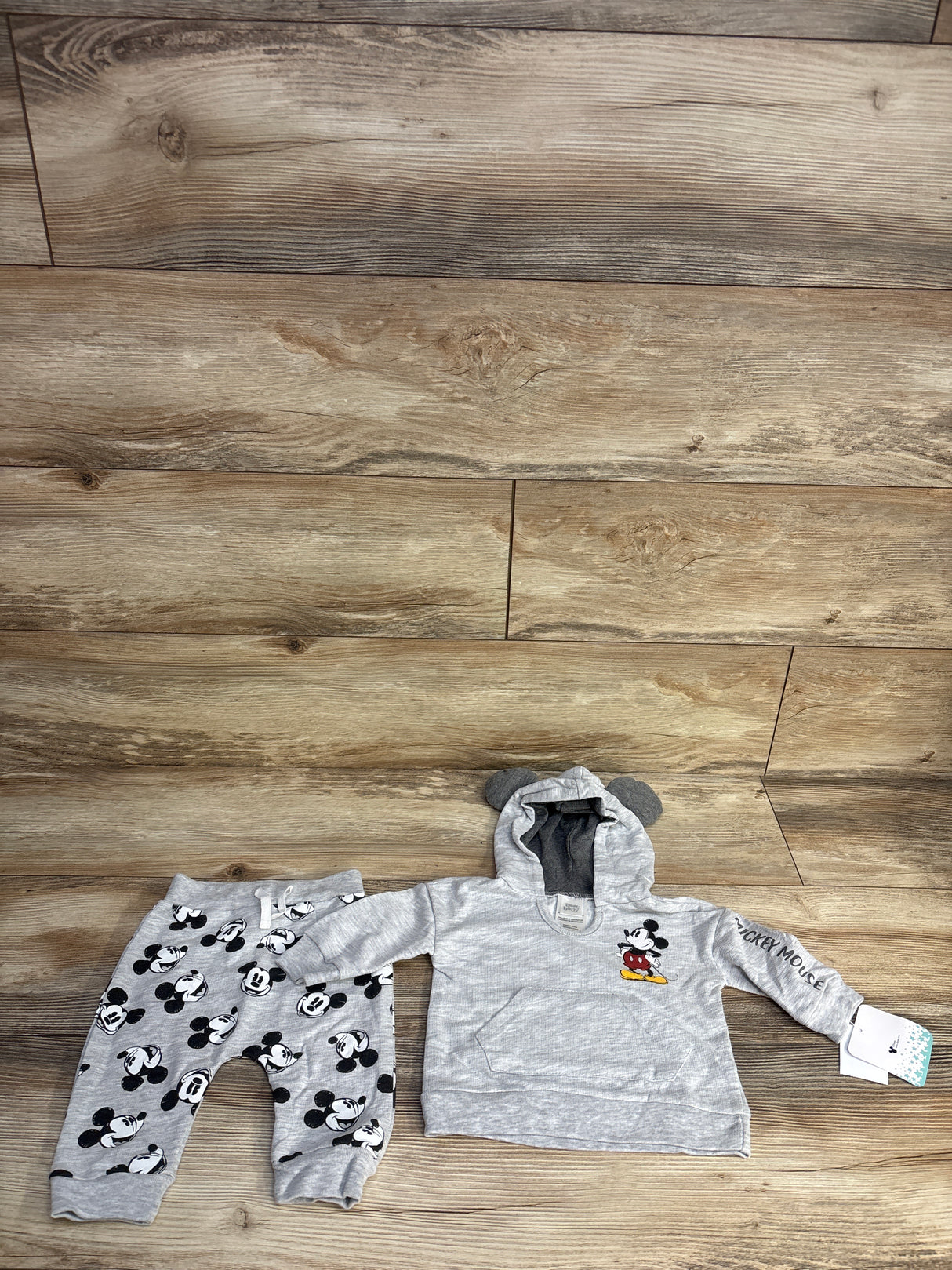 NEW Disney Baby 2pc Mickey Mouse Pull Over Sweater & Joggers Grey sz 6-9m
