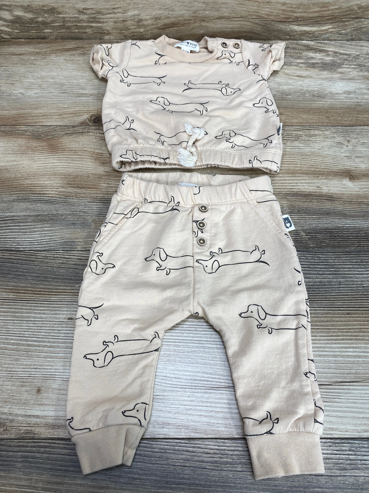 Rabbit + Bear 2pc Shirt & Pants Beige sz 3-6m