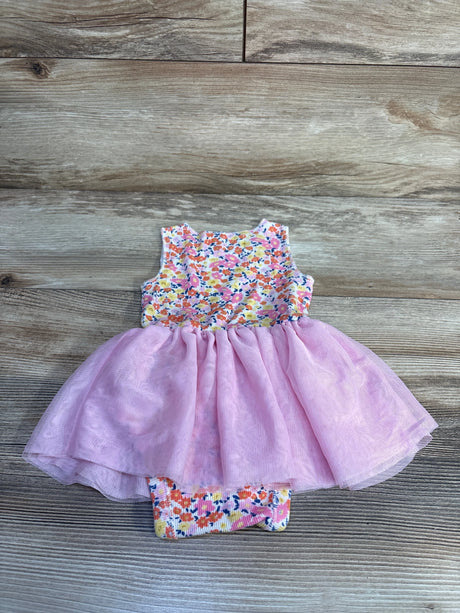 Old Navy Floral Ribbed Bodysuit Tutu Dress Pink sz 6-12m - Me n Mommy To Be