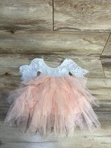 2Bunnies Lace Tiered Tulle Dress White/Pink sz 12m