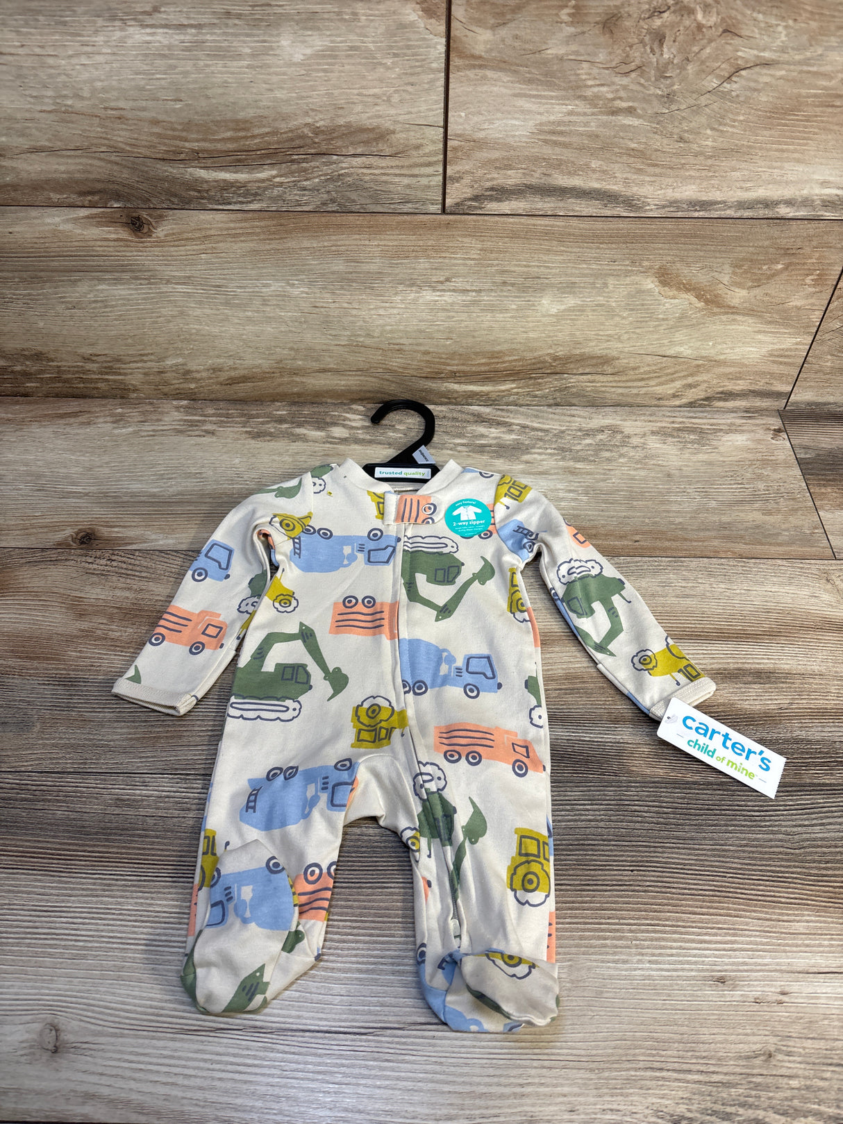 NEW Child of Mine Construction Print Sleeper Beige sz Newborn