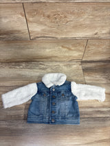 NEW Cat & Jack Faux Fur Lined Denim Jacket Blue sz 0-3m