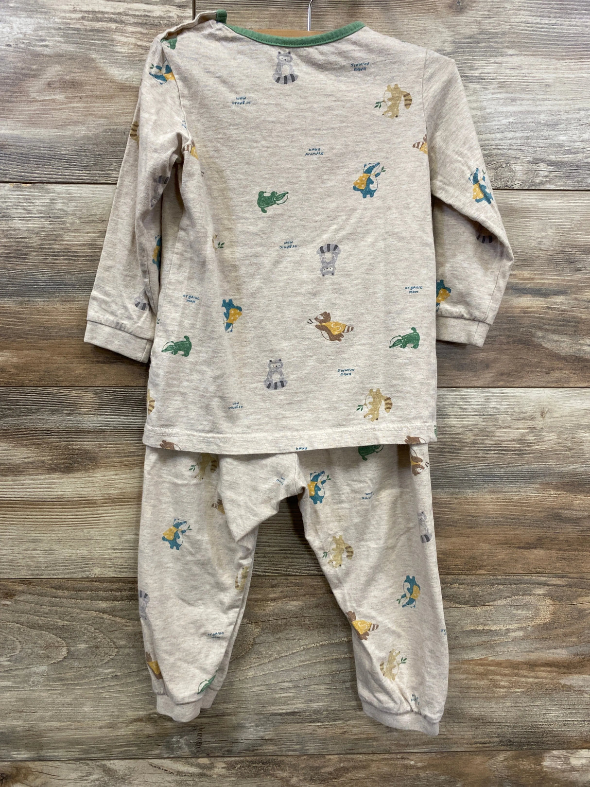 Organic 2pc Animal Print Pajama Set Oatmeal sz 18-24m