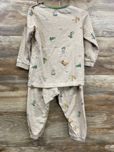 Organic 2pc Animal Print Pajama Set Oatmeal sz 18-24m