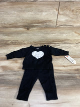 NEW Cat & Jack 2pc Heart Sweater Knit Shirt & Pants Set Black sz 0-3m
