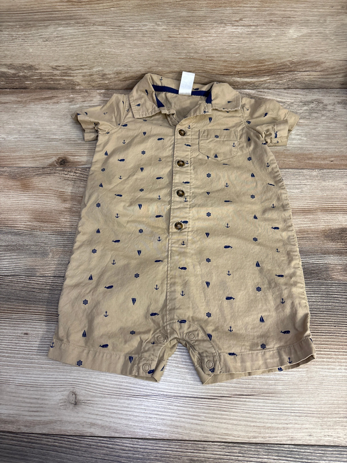 Carter's Button Up Shortie Romper Brown sz 24m - Me n Mommy To Be