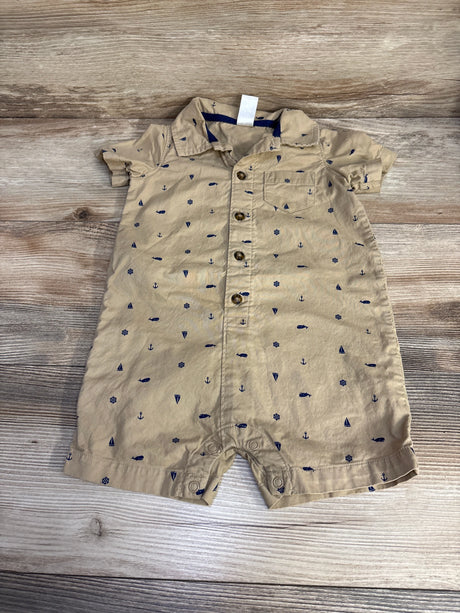 Carter's Button Up Shortie Romper Brown sz 24m - Me n Mommy To Be