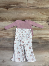 Tahari Baby 2pc Daddy's Girl Pointelle Knit Bodysuit & Flare Pants Set Pink sz 6-9m