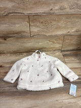 NEW Cat & Jack Embroidered Sherpa Quarter-Zip Jacket White sz 18m