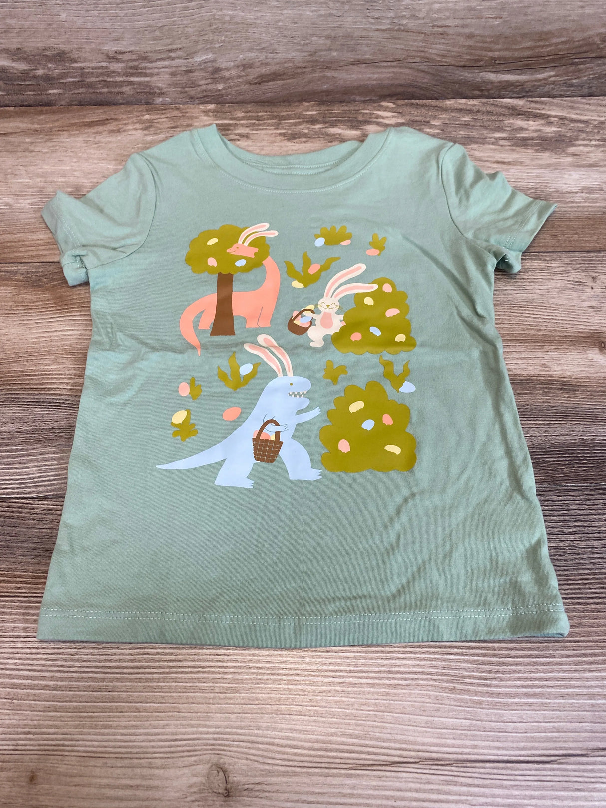 NEW Cat & Jack Dinosaurs & Bunny Shirt Green sz 2T