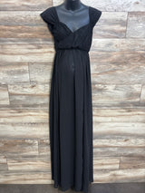 Maternity Sheer Open-Belly Lace Photoshoot Dress Black sz Small