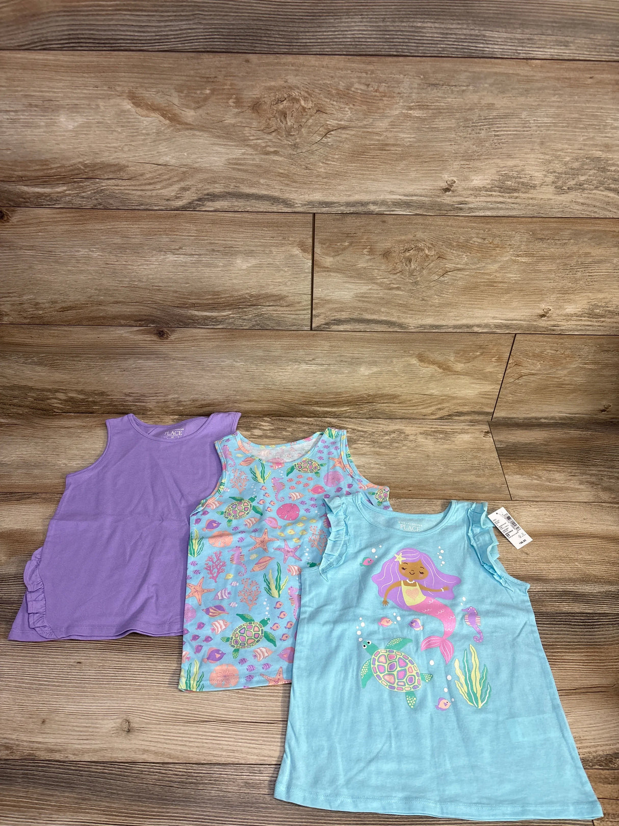 NEW Children's Place 3pk Mermaid Tank Tops Blue sz 5T
