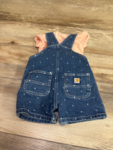 Carhartt 2pc Bodysuit & Polka Dot Denim Shortalls Peach sz 12m