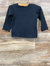 Zara Ribbed Lettuce Trim Shirt Black sz 12-18m