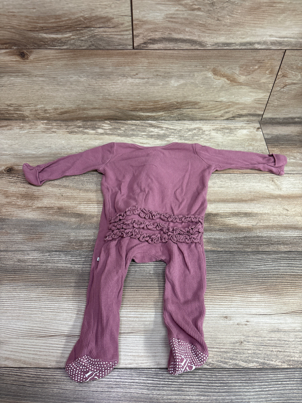 Caden Lane Bamboo Knit Ruffle Zipper Footie Pink sz 3-6m