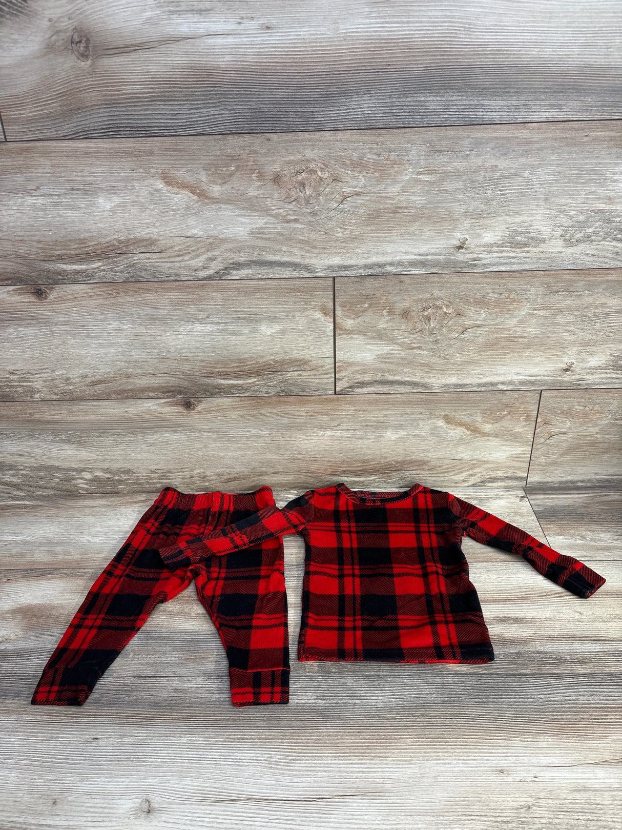 Cat & Jack 2pc Velour Buffalo Plaid Pajama Set Red sz 18m