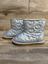 NEW Old Navy Faux-Fur Lined Metallic Quilted Boots, Silver sz 10c