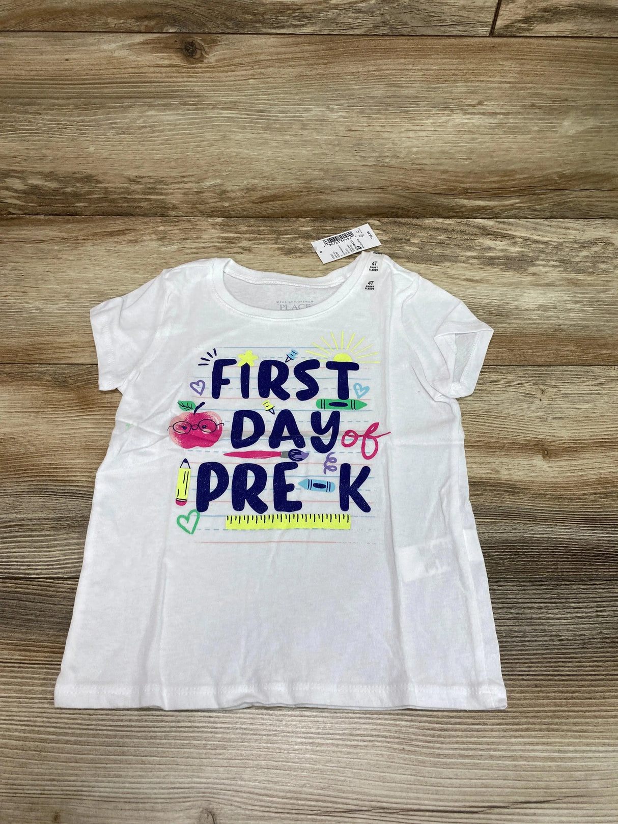 NEW Children's Place First Day Of Pre-K Shirt White sz 4T - Me 'n Mommy To Be