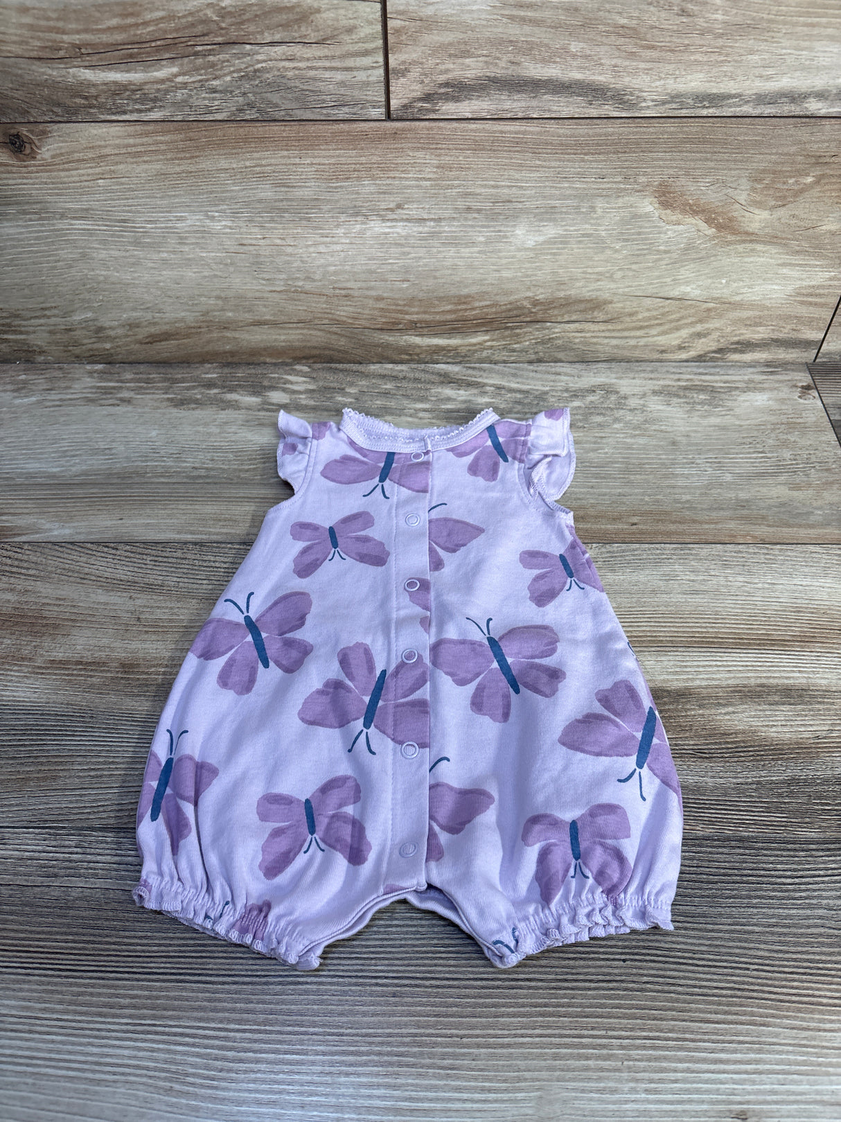 Just One You Button Front Butterfly Shortie Romper Purple sz 3m