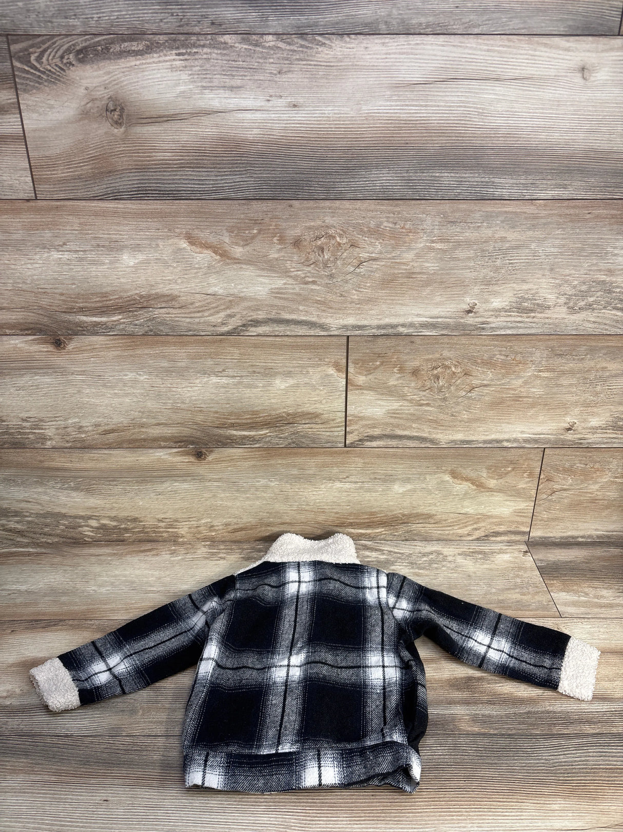 Button Up Sherpa Lined Plaid Jacket Black sz 3T
