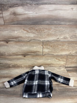 Button Up Sherpa Lined Plaid Jacket Black sz 3T