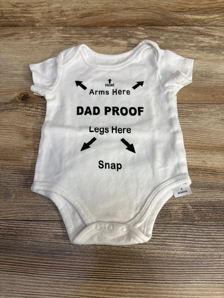 Bitsy Dad Proof Bodysuit White sz 6m - Me n Mommy To Be