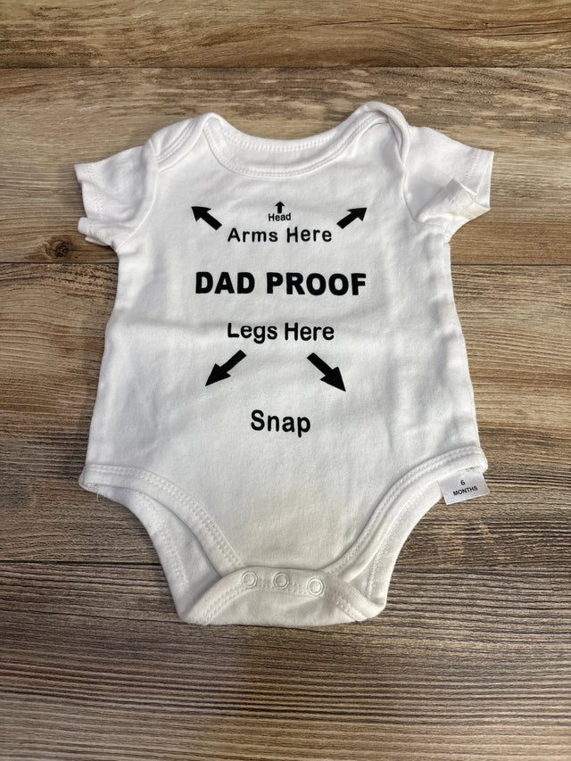 Bitsy Dad Proof Bodysuit White sz 6m - Me n Mommy To Be