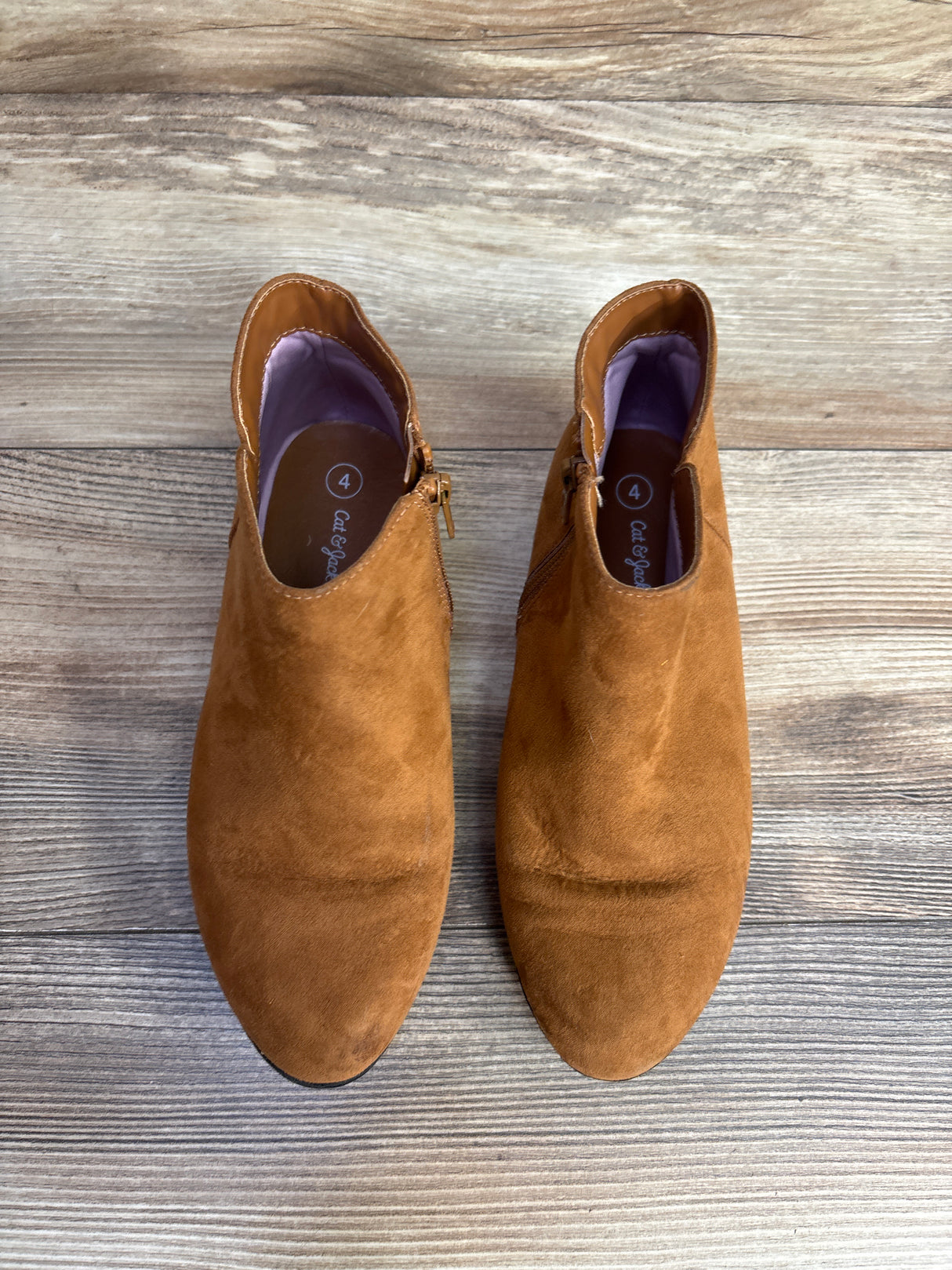 NEW Cat & Jack Penelope Zipper Booties Cognac sz 4Y