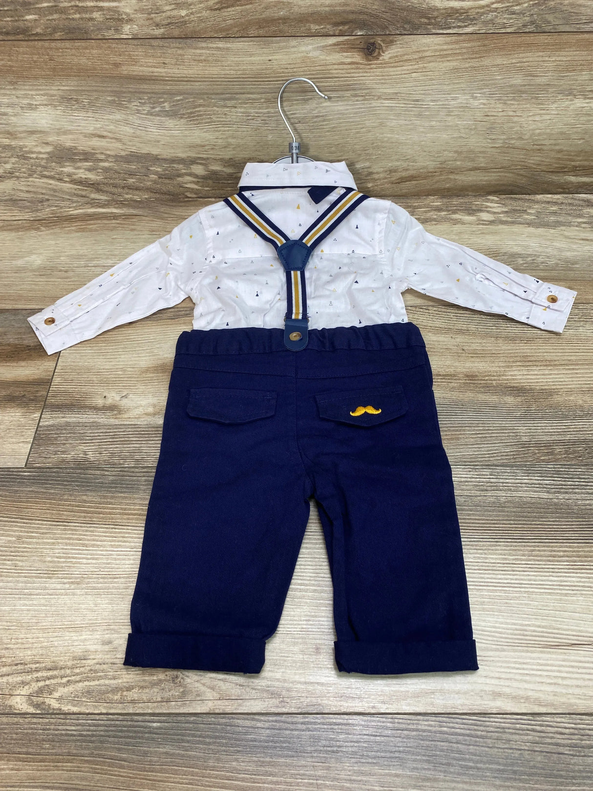 NEW Little Gent 4pc Suspender Set White sz 0-3m