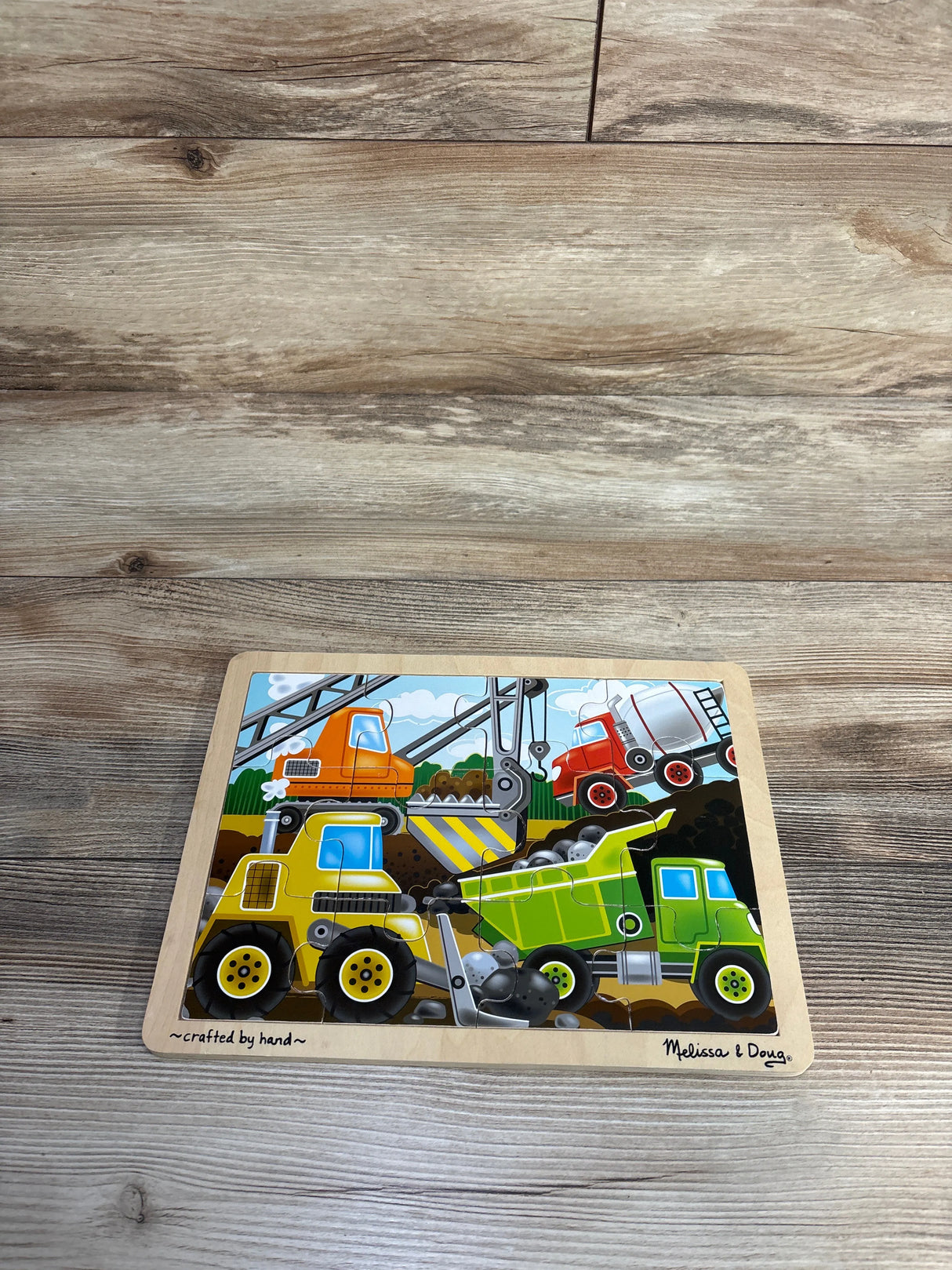 Melissa & Doug Wooden Jigsaw Puzzle Construction Site 12pc