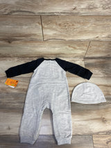 NEW Disney 2pc Jack Skellington Coverall & Hat Set Grey sz 12m