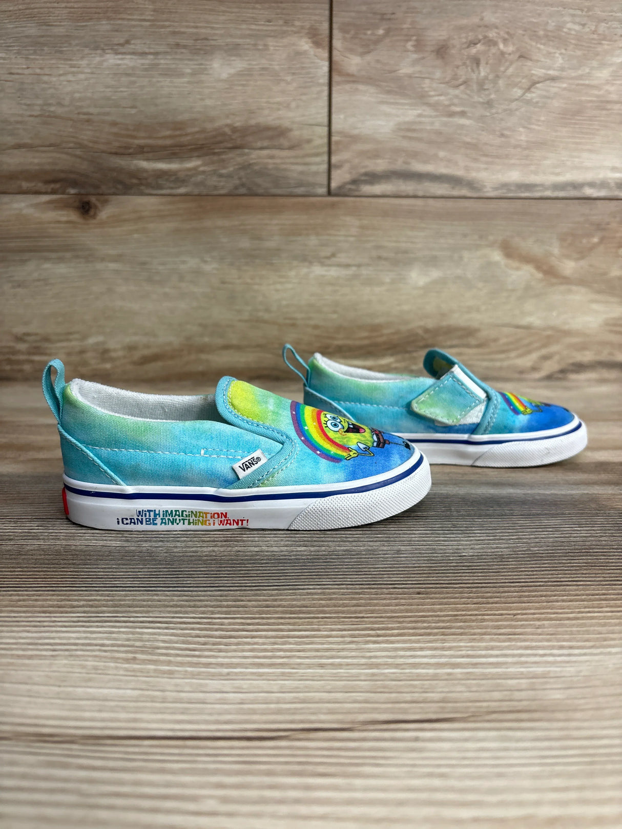 Vans x Spongebob Squarepants Imagination Slip-On Sneakers Blue sz 8.5c