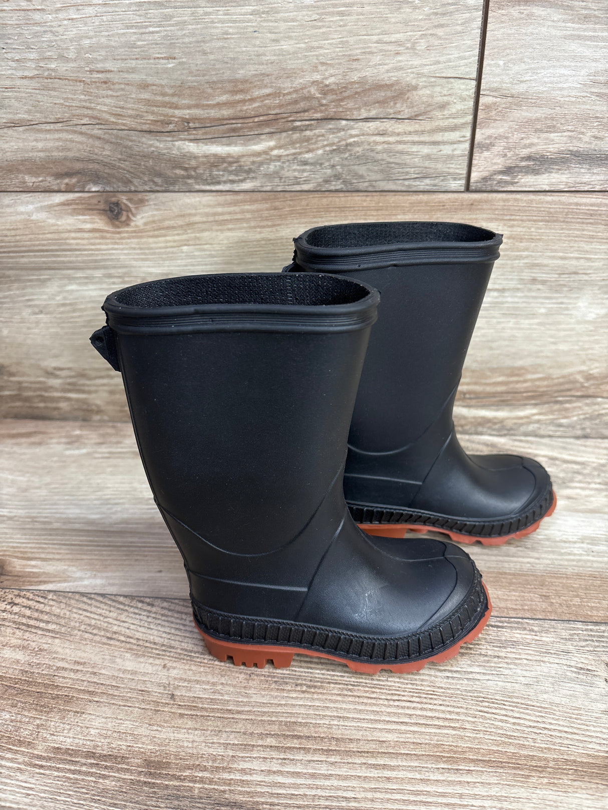 Wonder Nation Chore Rain Boots Black sz 5-6c