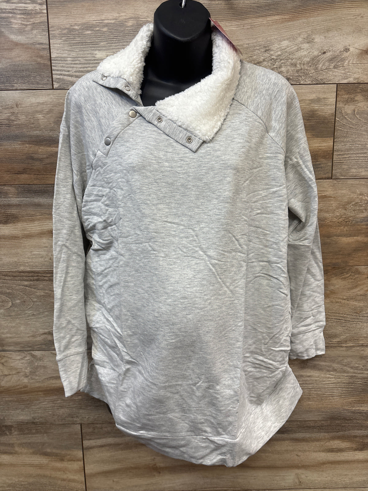 NEW Isabel Maternity Snap Sherpa Collar Sweatshirt Grey sz XXL