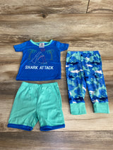 Mon Petit 3pc Shark Attack Pajama Set Blue sz 12m