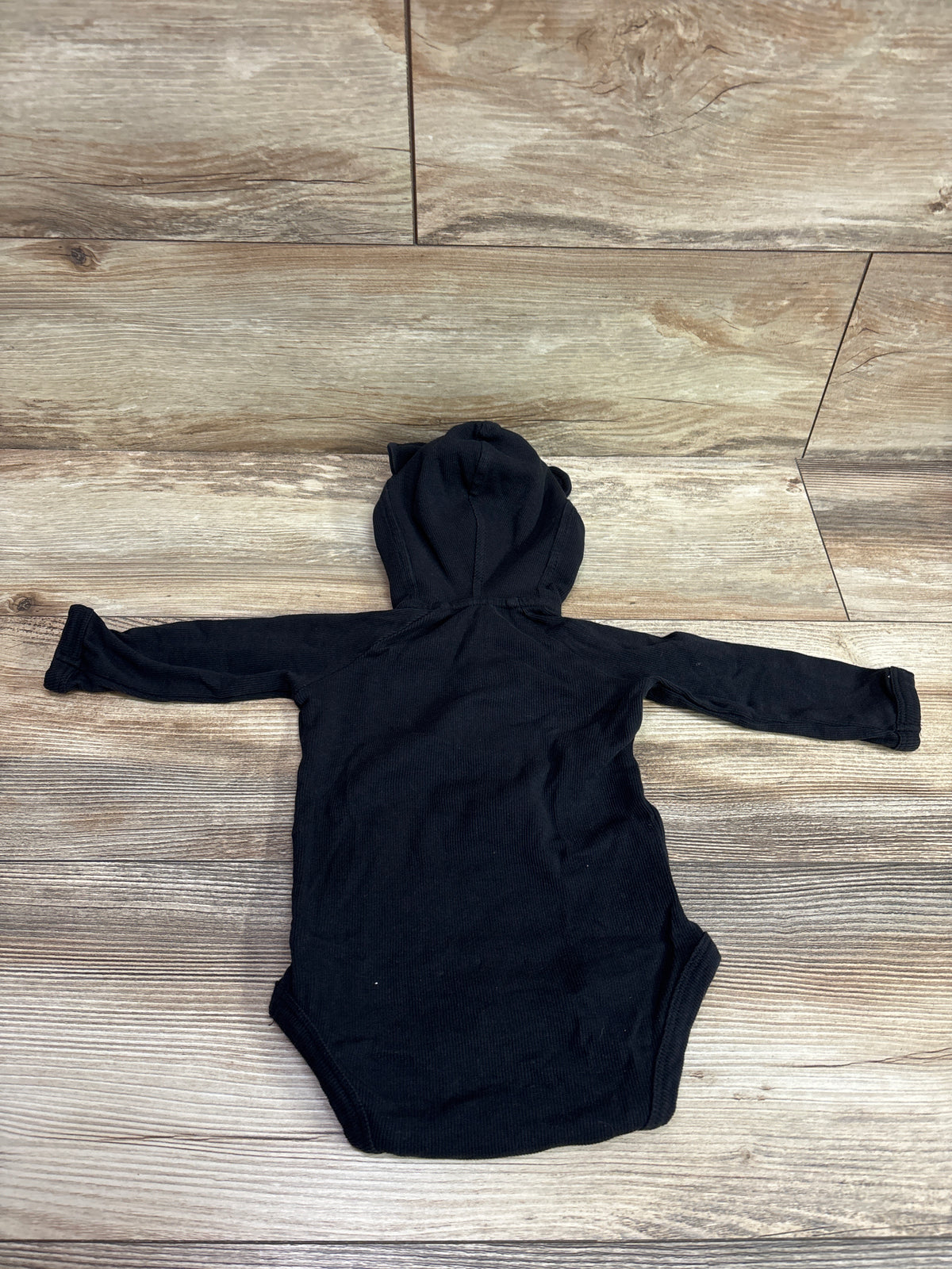 Kate Quinn Hooded Ribbed Henley Bodysuit Black sz 6-12m