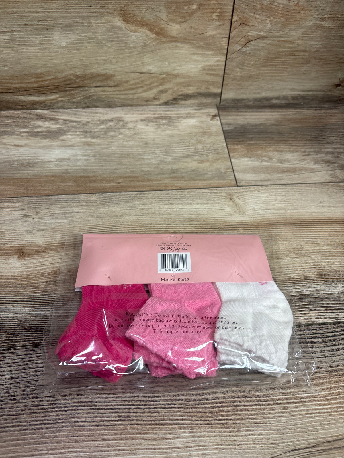 NEW Comfort by ITG 6pk Girls Socks Pink sz 12-24m