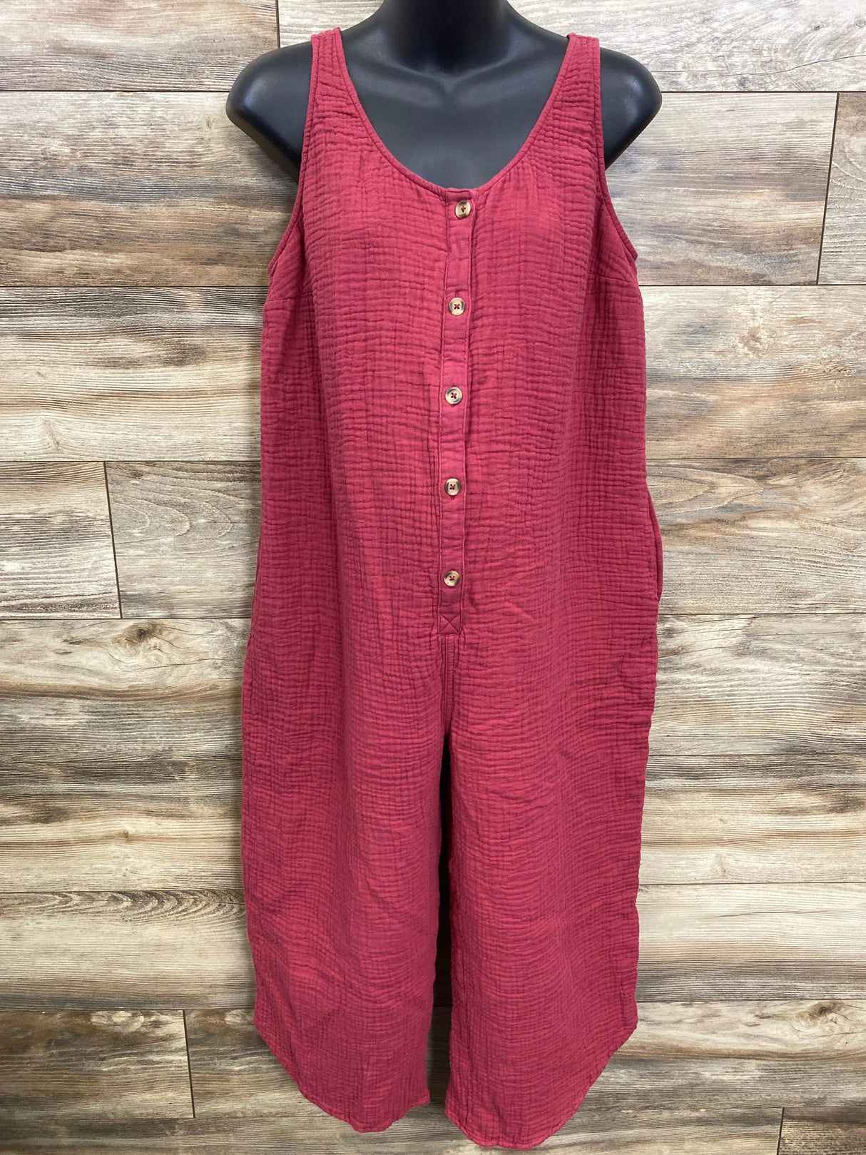 Isabel Maternity Gauze Maternity Jumpsuit Light Red sz Large