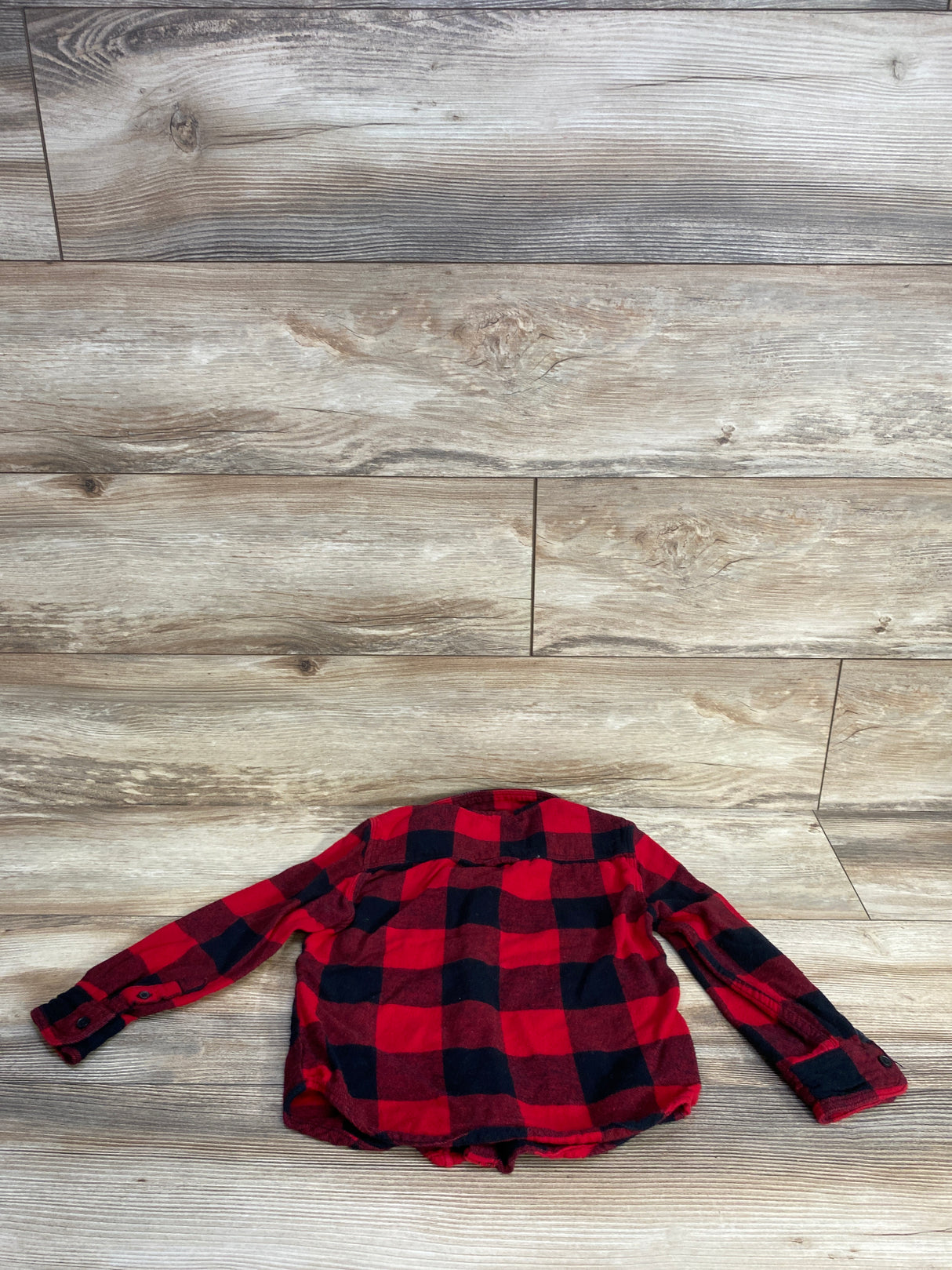 Denim & Flower Buffalo Plaid Button Up Shirt Red sz 4T