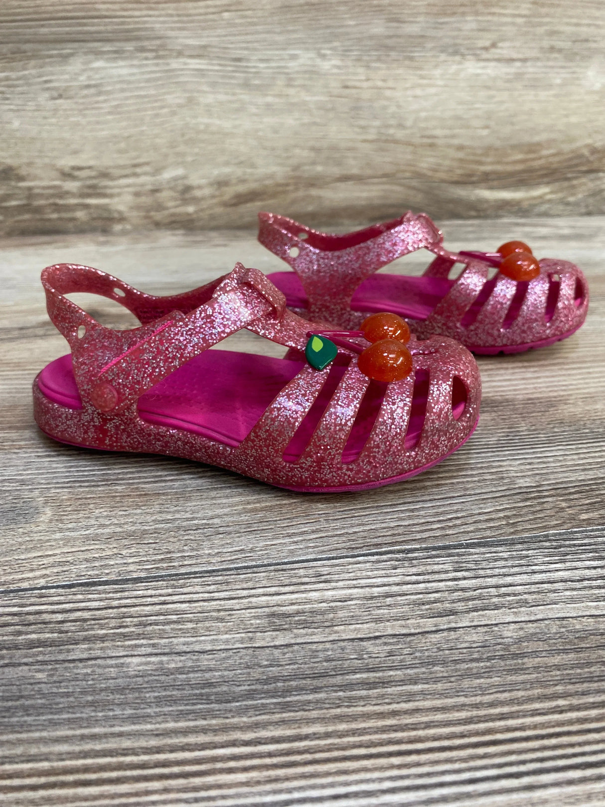 Crocs Isabella Charm Jelly Sandals Glittery Pink sz 8c