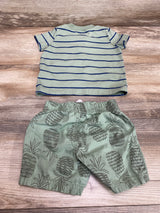 Child Of Mine 2pc Striped Shirt & Shorts Green sz 6-9m