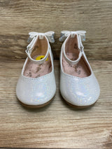 Self Esteem Glitter Bow Ballet Flats White Sz 5c