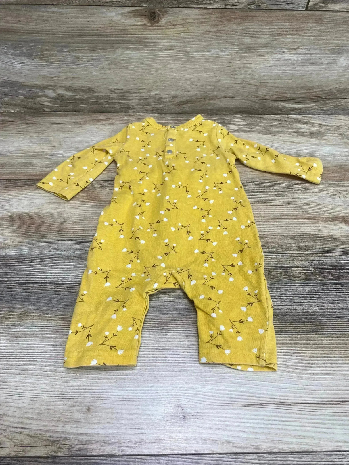 7 For all Mankind Floral Smocked Coverall Yellow sz 0-3m - Me n Mommy To Be