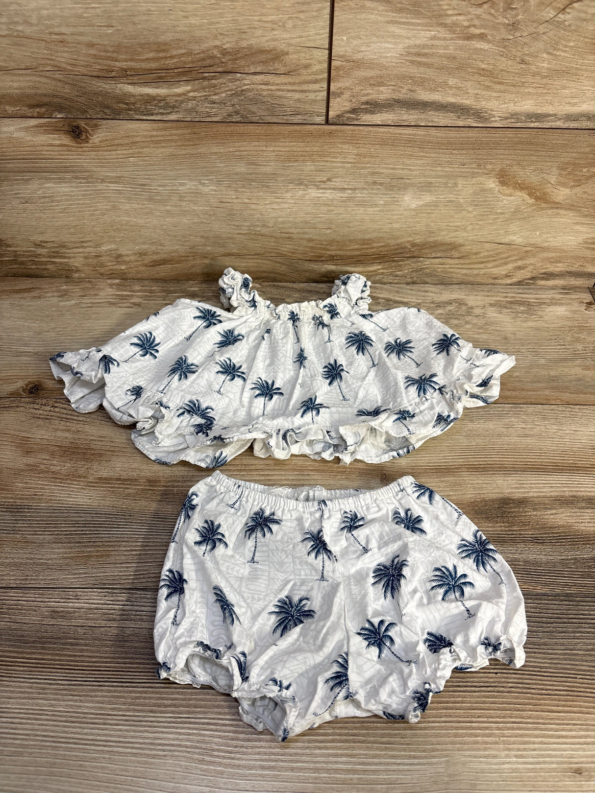 RJC 2pc Palm Tree Print Top & Bottoms Set White sz 6m - Me n Mommy To Be