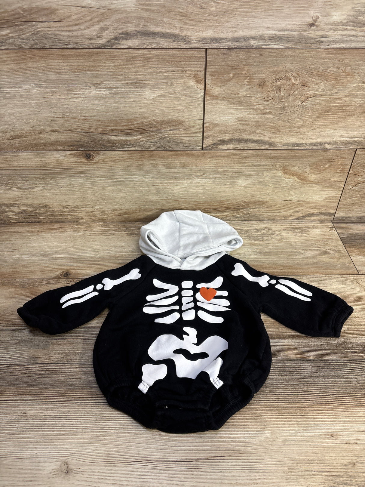 Old Navy Hooded Fleece Skeleton Romper Black sz 6-12m