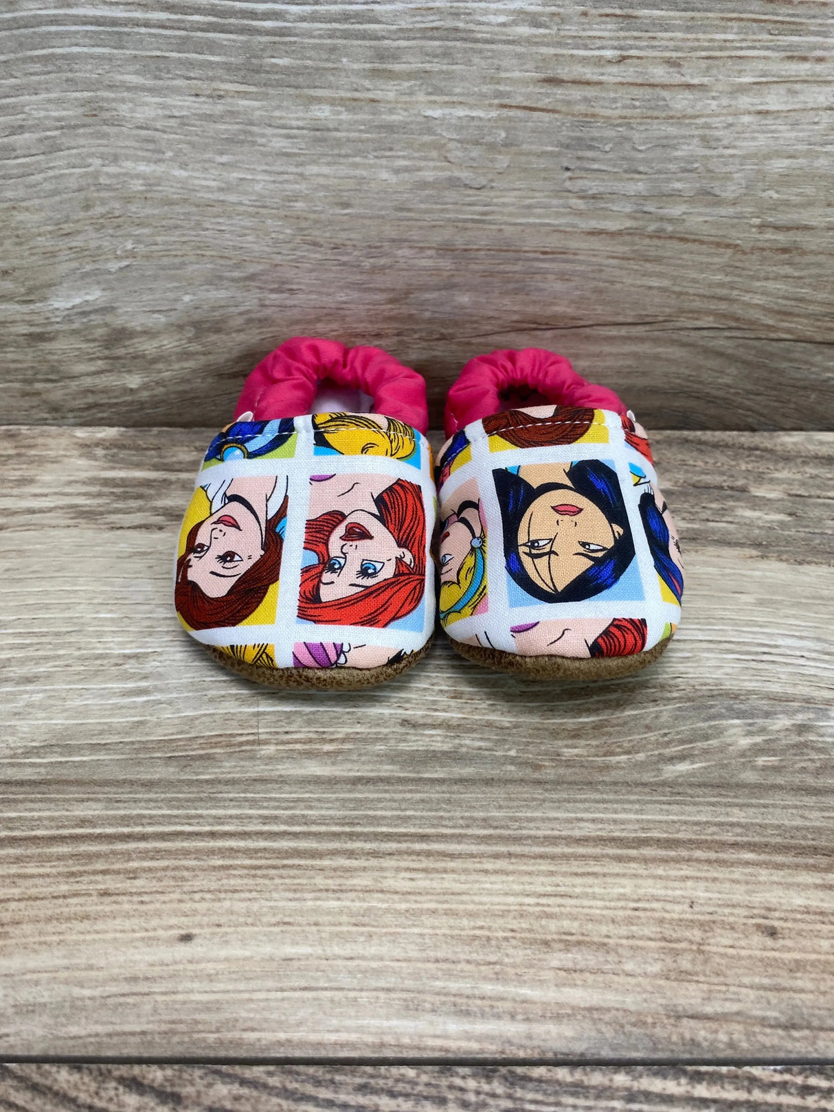 Handmade Baby Soft Sole Moccasins Disney Princess Sz 0-6