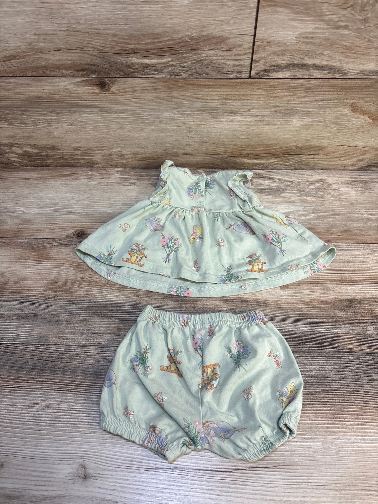 Disney Baby 2pc Winnie The Pooh Dress & Bottoms Set Sage sz 0-3m