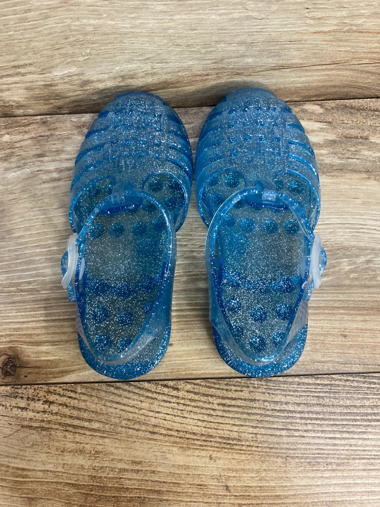 Jelly Fishermen Sandals Blue Glitter sz 11c