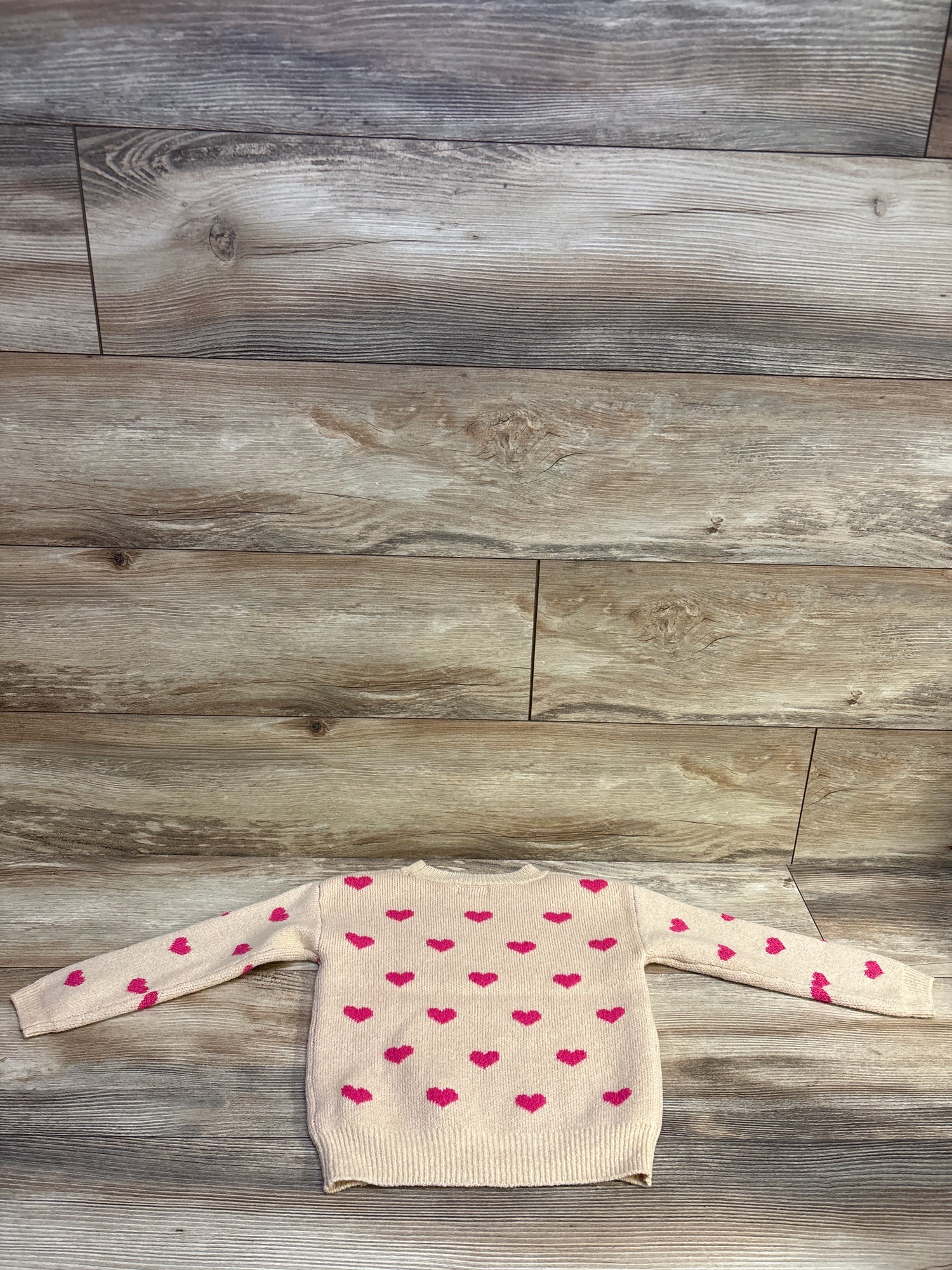 Cat & Jack Heart Print Knit Sweater Beige sz 4T